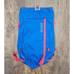 Vintage Jansport LT15 Cinch Sack Backpack Bright Blue w/ Red Webbing Retro